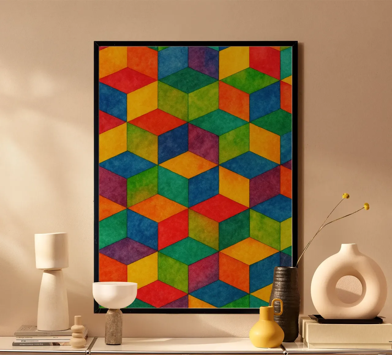 abstrakte geometrische kleine sechseckige Linie Hahnemühle von arkhanz