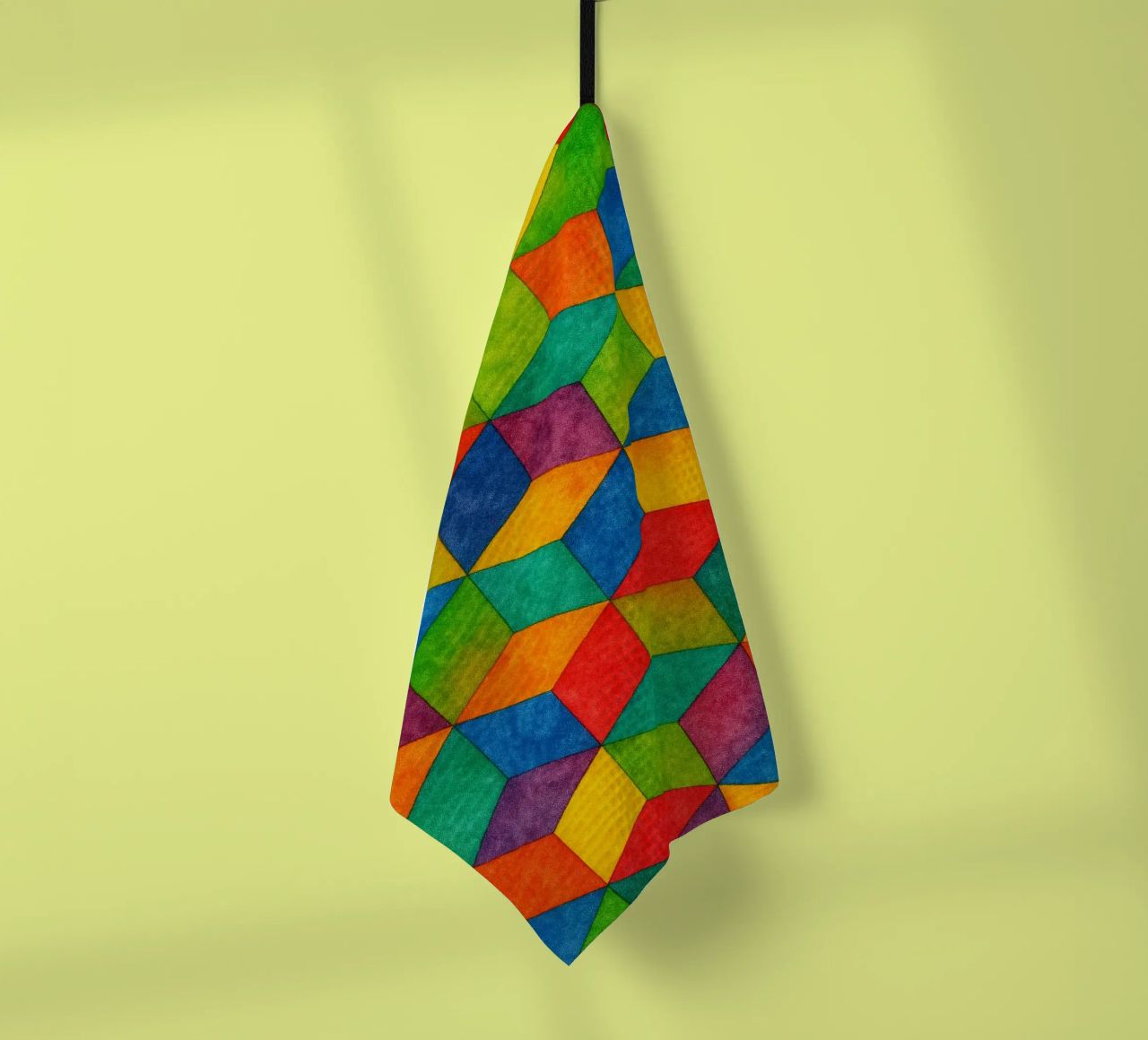 abstract geometric small hexagonal line tea towel by arkhanz