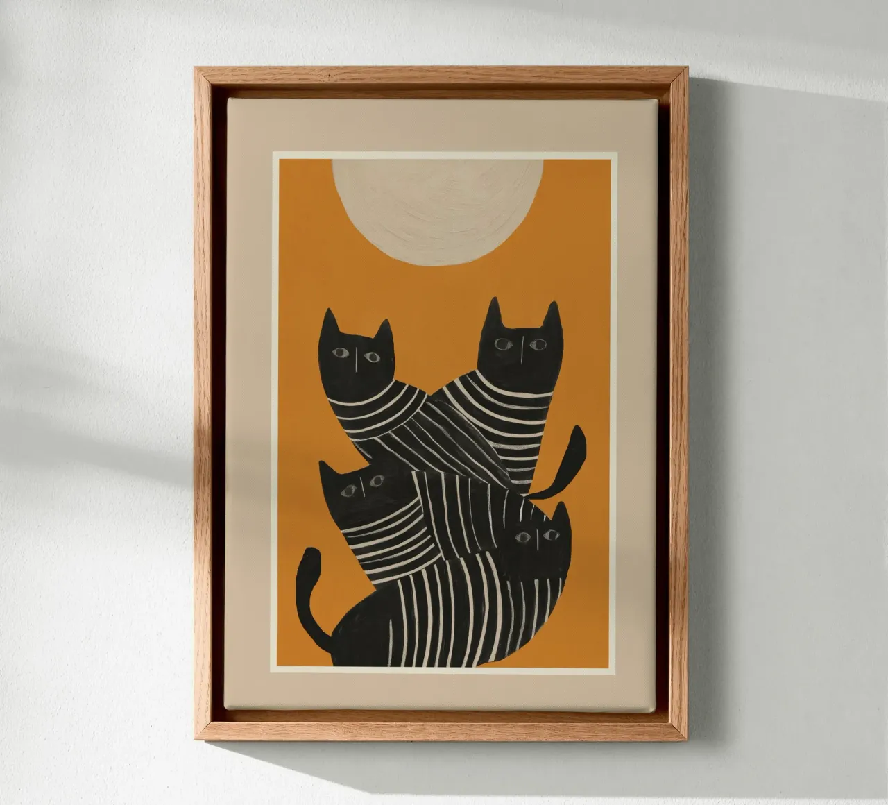Abstract Black Cats tela con Cornice a cassetta da cityart