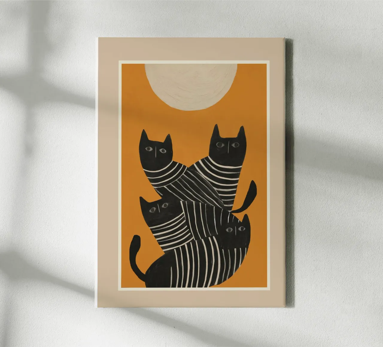 Abstract Black Cats tela con Cornice a cassetta da cityart