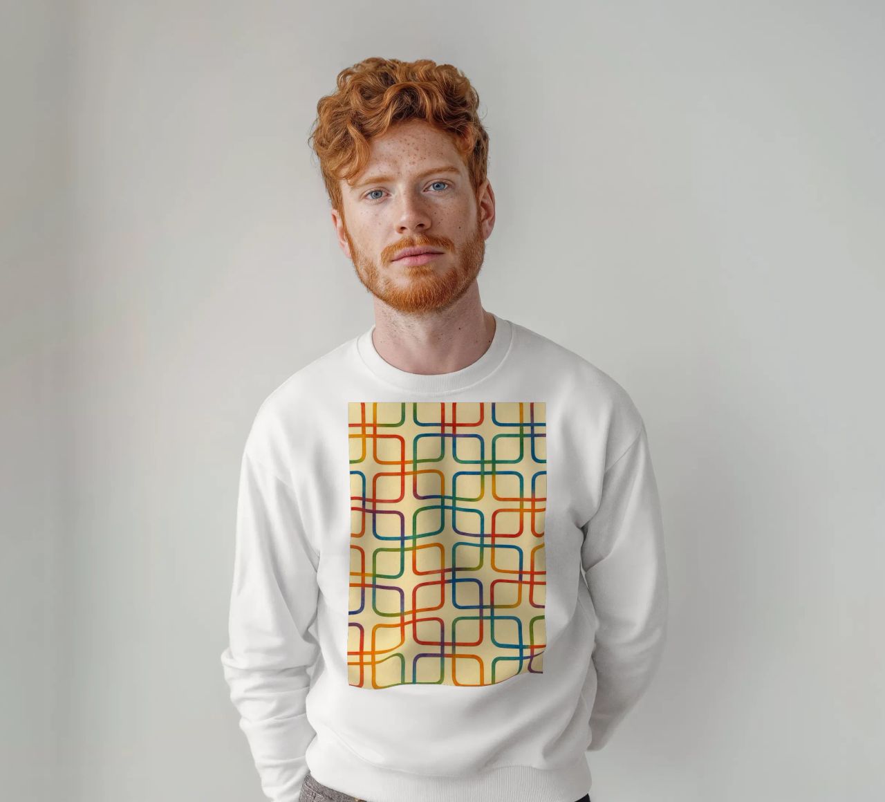 linea geometrica astratta quadrata colorfull felpa da arkhanz