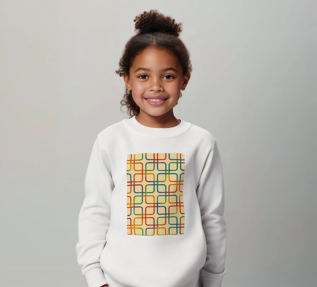 linea geometrica astratta quadrata colorfull felpa bambino da arkhanz