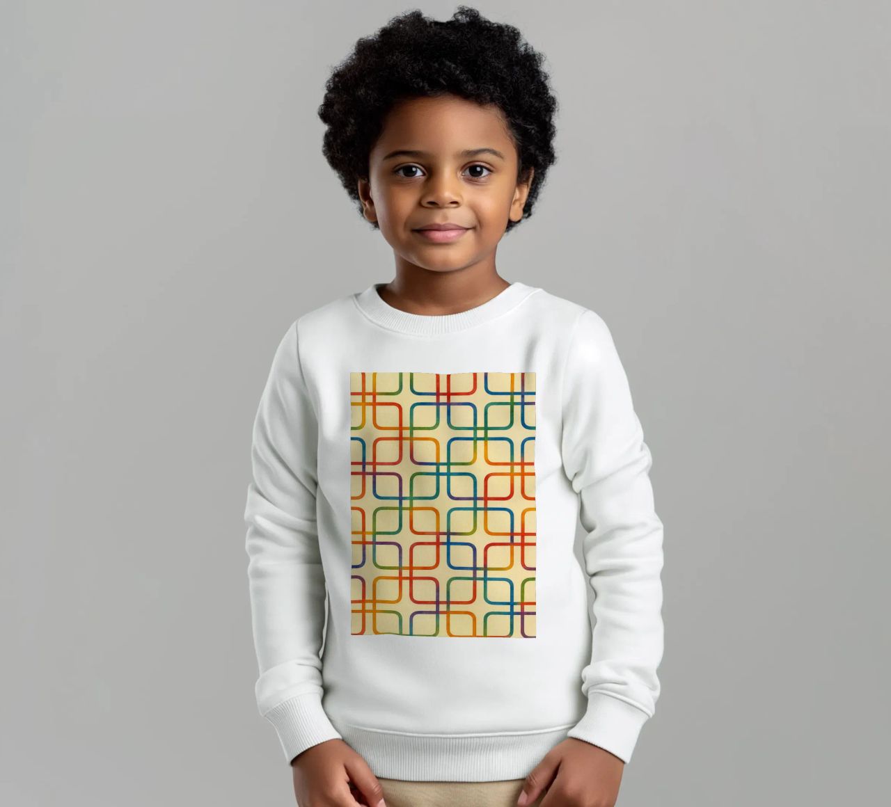 linea geometrica astratta quadrata colorfull felpa bambino da arkhanz