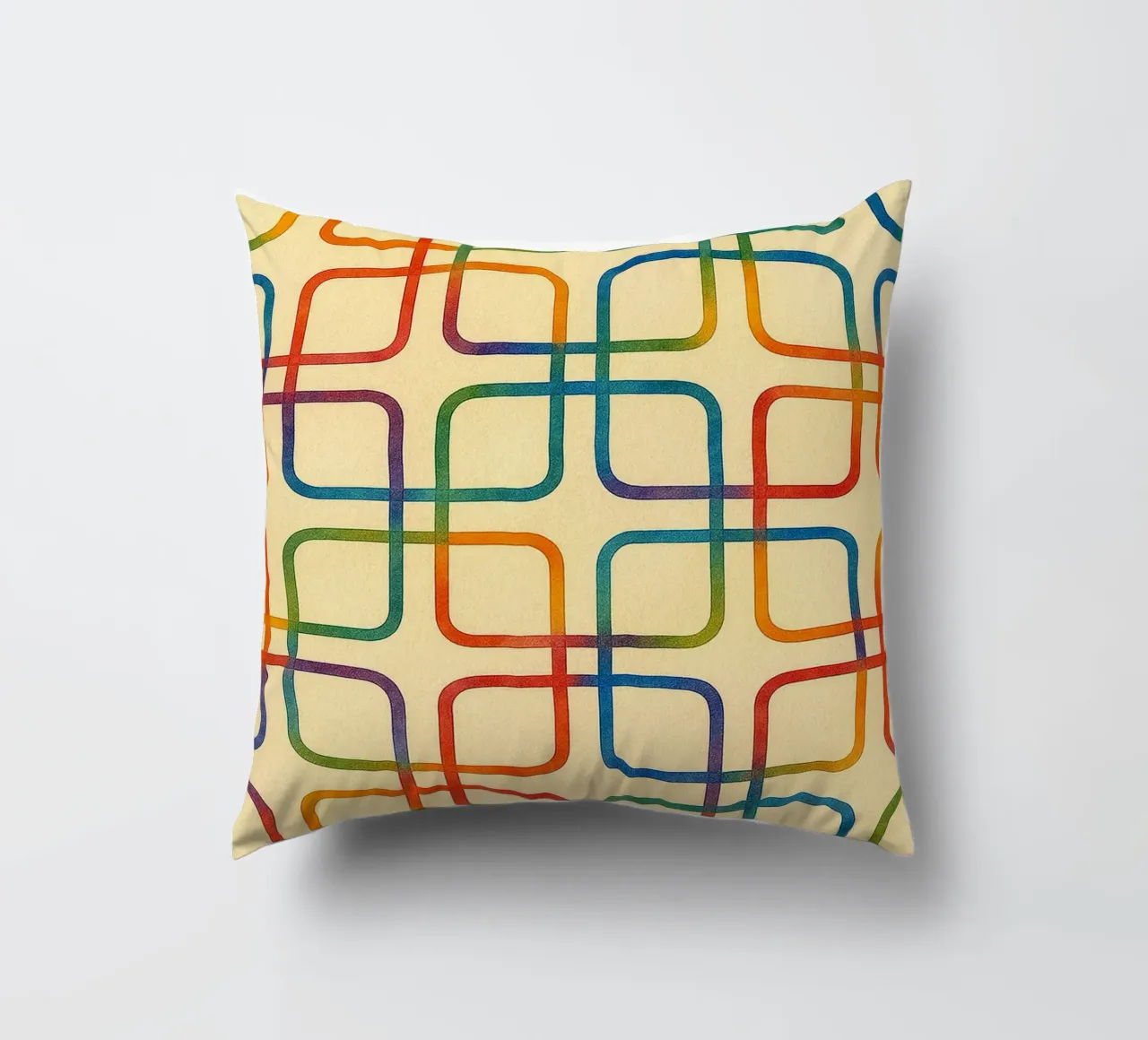 linea geometrica astratta quadrata colorfull cuscino da arkhanz