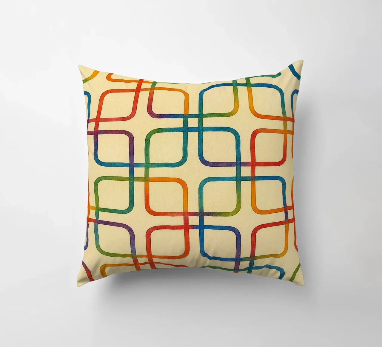 linea geometrica astratta quadrata colorfull cuscino da arkhanz