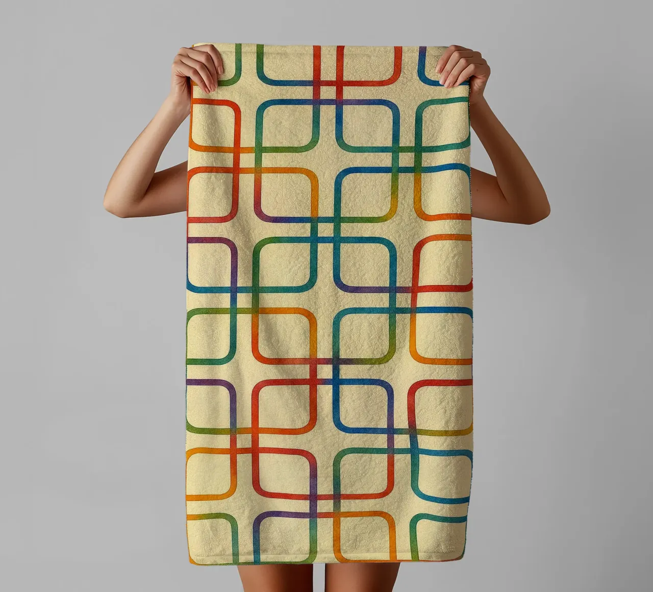 abstract geometric square colorfull line towel by arkhanz