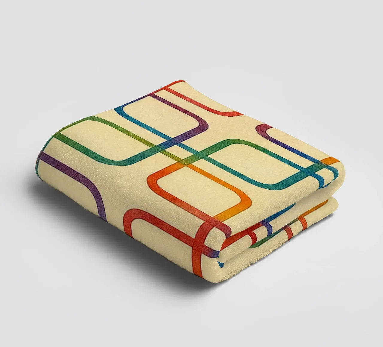abstract geometric square colorfull line towel by arkhanz