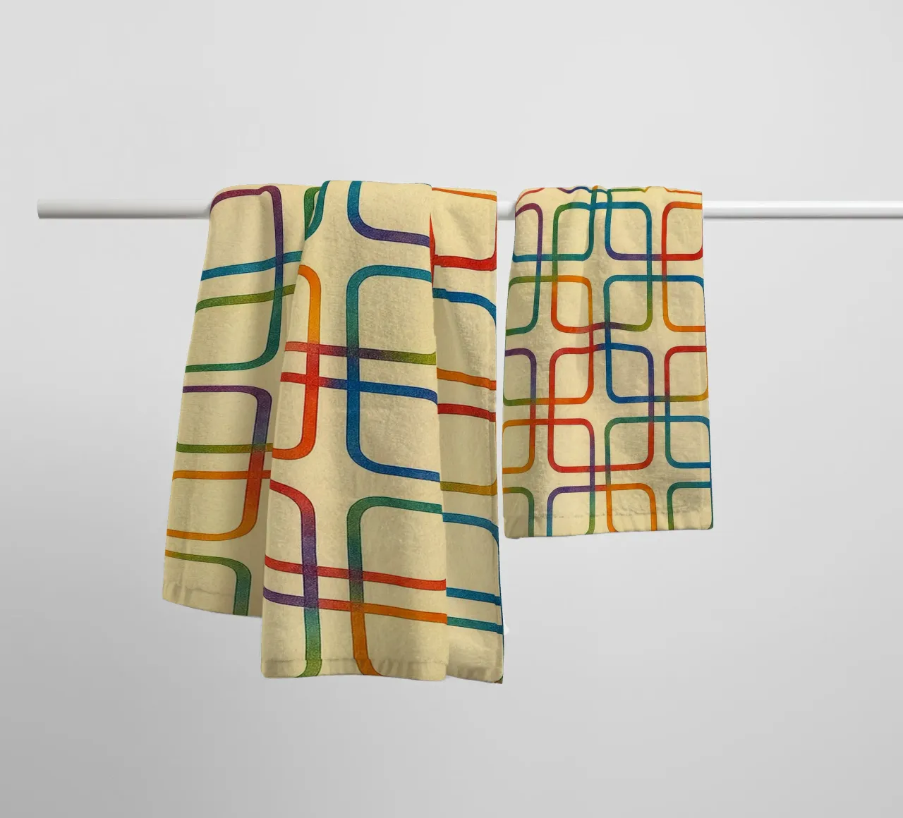 abstract geometric square colorfull line towel by arkhanz