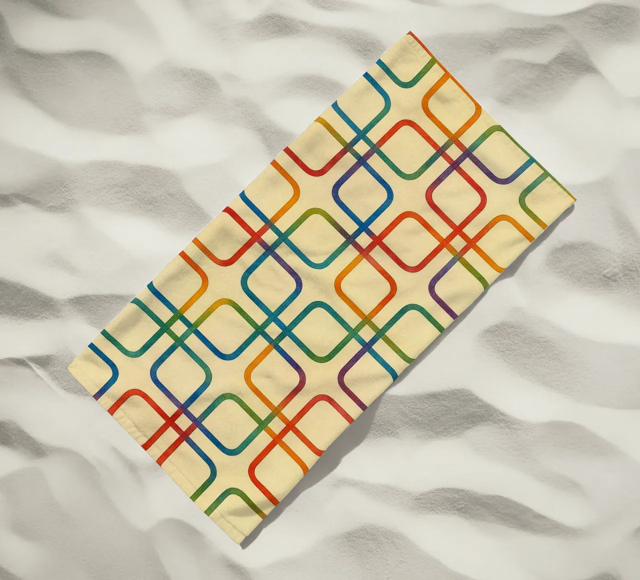 abstract geometric square colorfull line beach towel by arkhanz