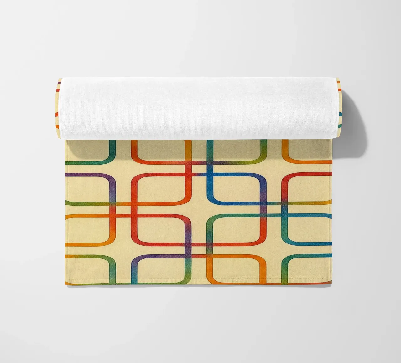 abstract geometric square colorfull line beach towel by arkhanz
