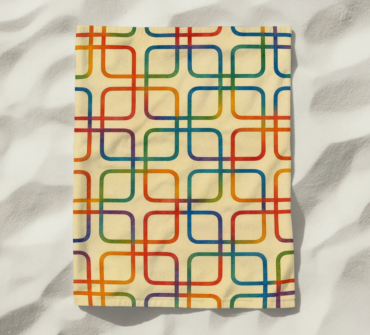 abstract geometric square colorfull line beach towel by arkhanz