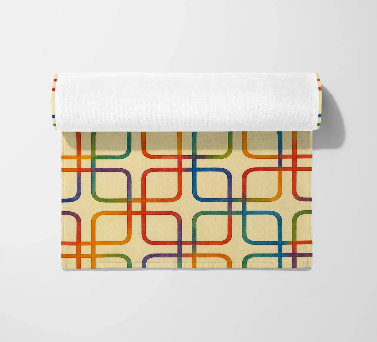abstract geometric square colorfull line beach towel by arkhanz