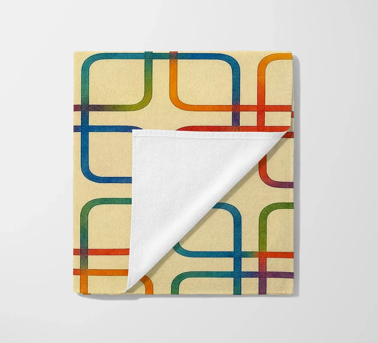 abstract geometric square colorfull line beach towel by arkhanz