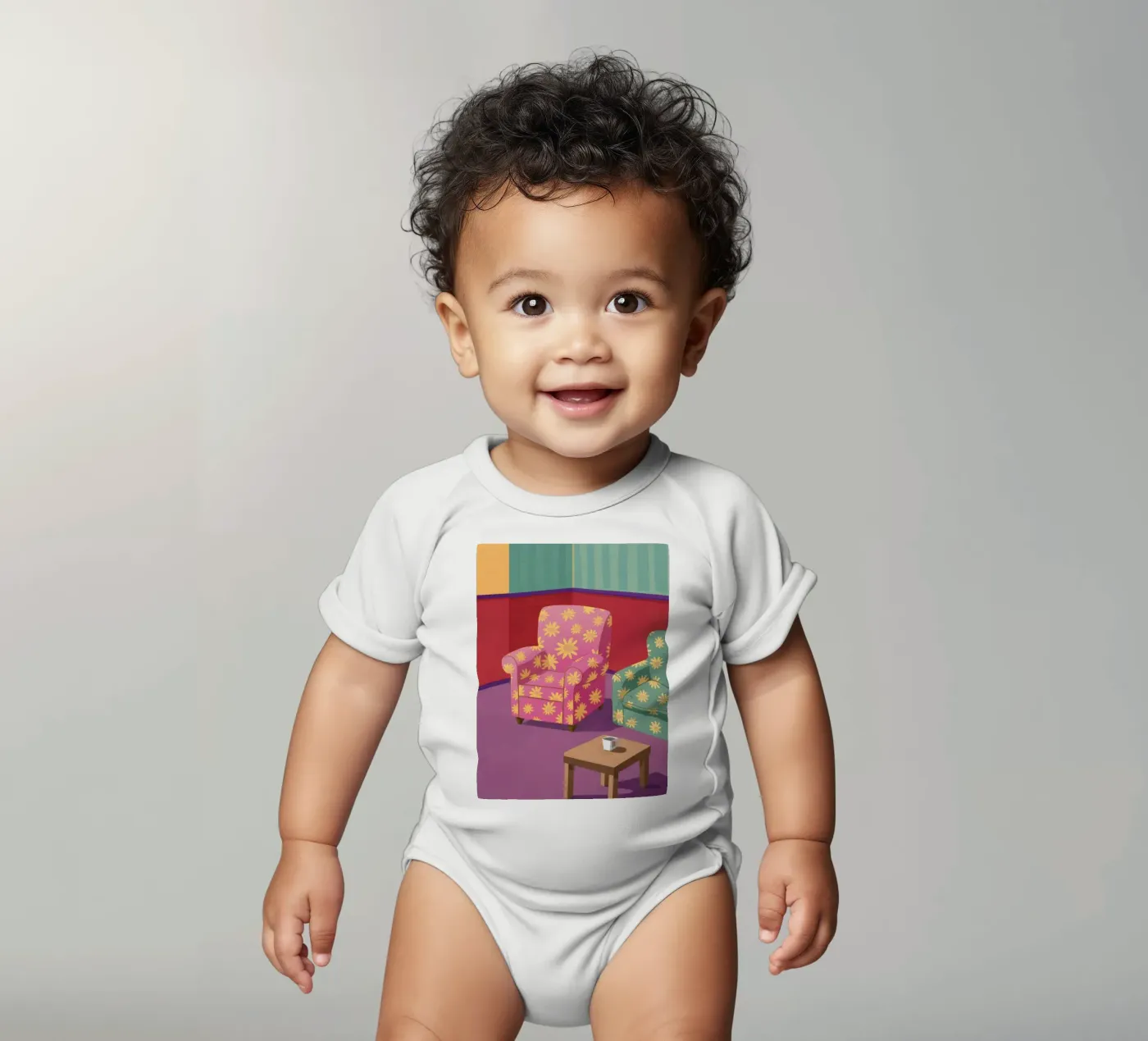 Pastel Patchwork Parlor Kurzarm Babybody von Tiga Bersama