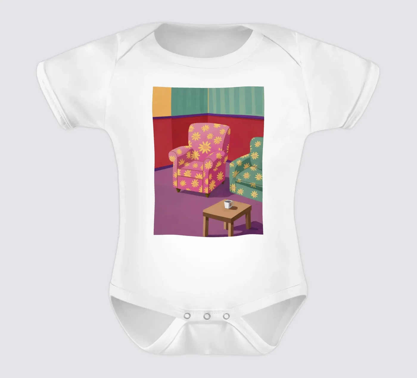 Pastel Patchwork Parlor Kurzarm Babybody von Tiga Bersama