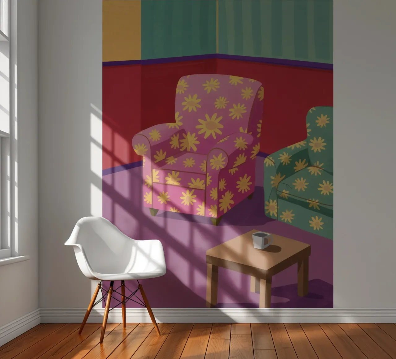 Pastel patchwork salon fotobehang van Tiga Bersama