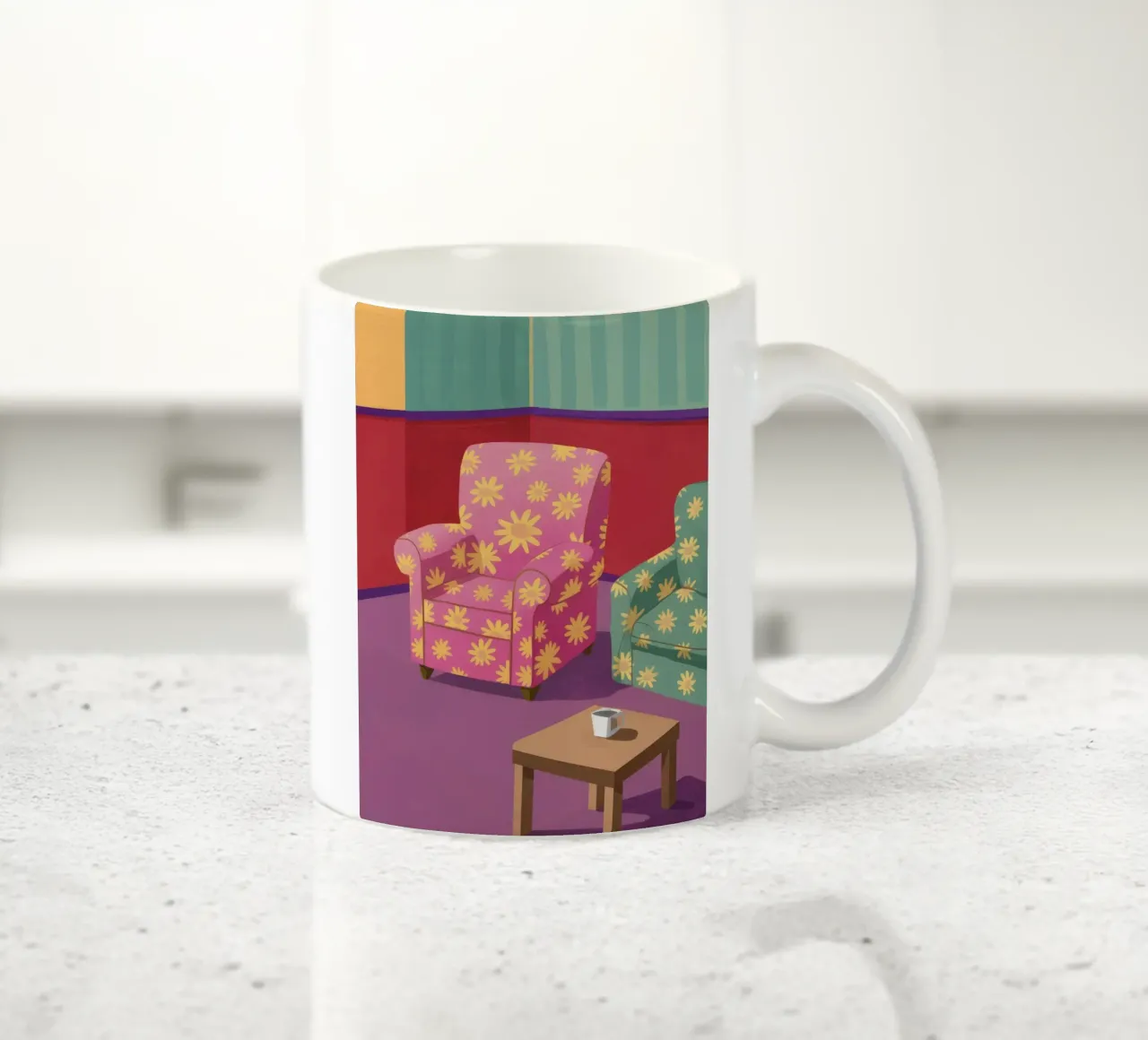 Pastel Patchwork Parlor ceramic mug by Tiga Bersama