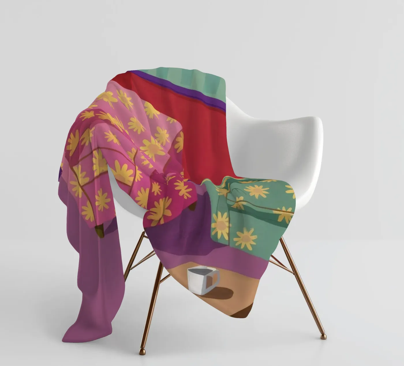 Pastel Patchwork Parlor fleece blanket by Tiga Bersama