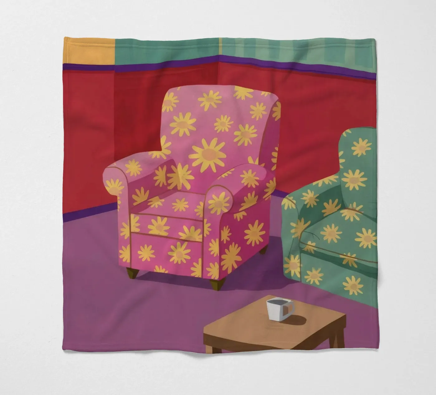 Pastel Patchwork Parlor fleece blanket by Tiga Bersama