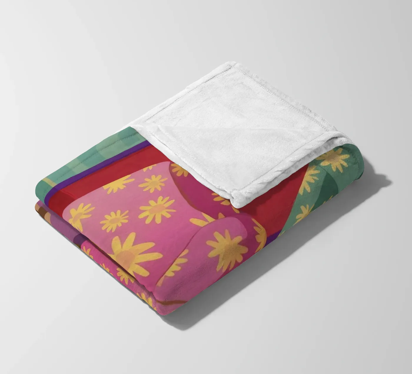 Pastel Patchwork Parlor fleece blanket by Tiga Bersama