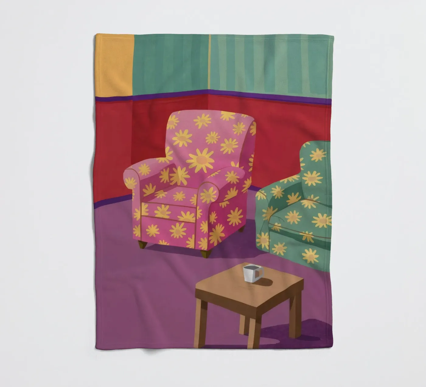 Pastel Patchwork Parlor fleece blanket by Tiga Bersama