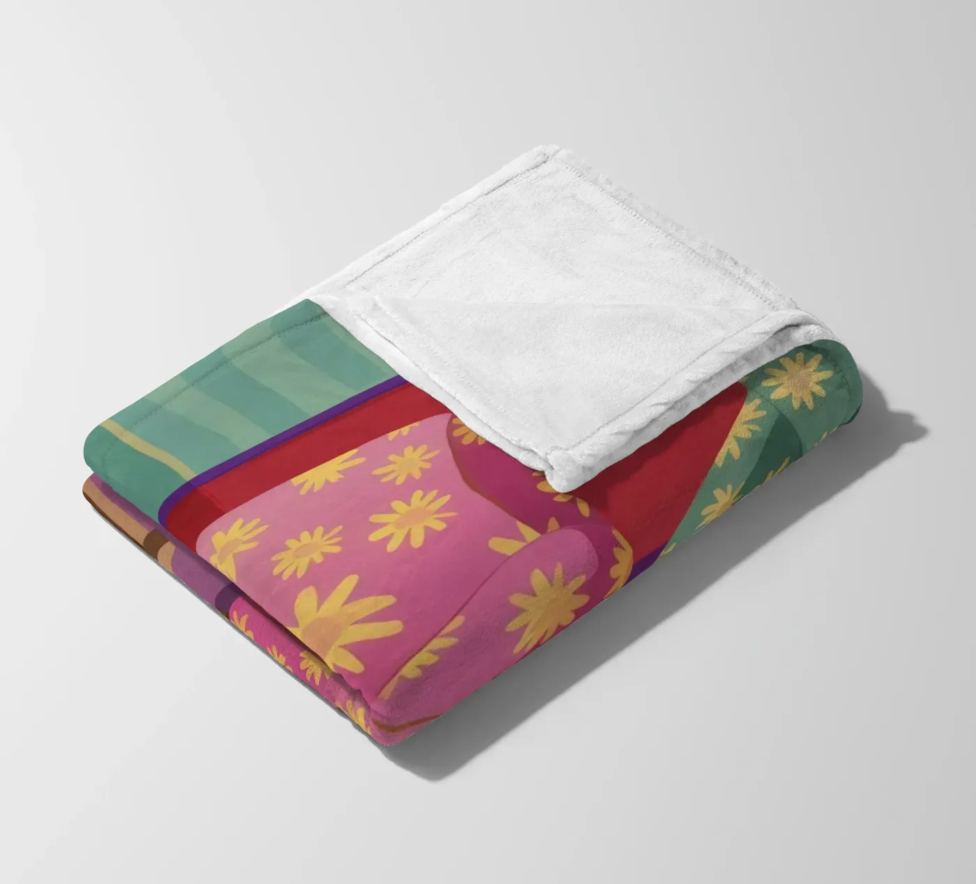 Pastel Patchwork Parlor fleece blanket by Tiga Bersama