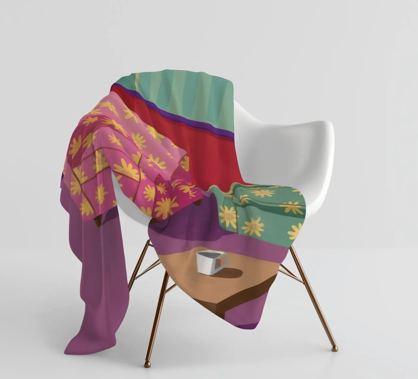 Pastel Patchwork Parlor fleece blanket by Tiga Bersama