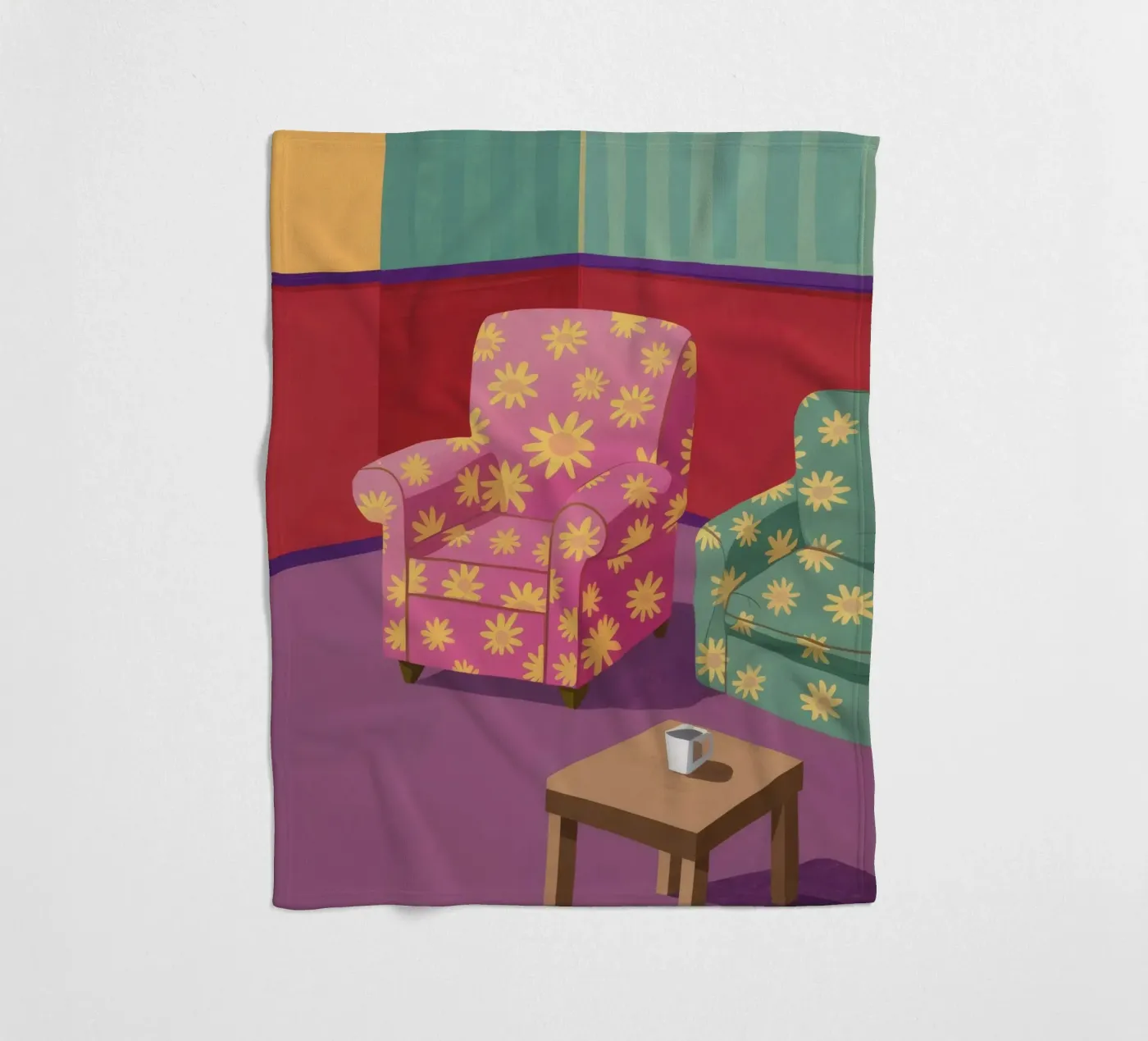 Pastel Patchwork Parlor fleece blanket by Tiga Bersama