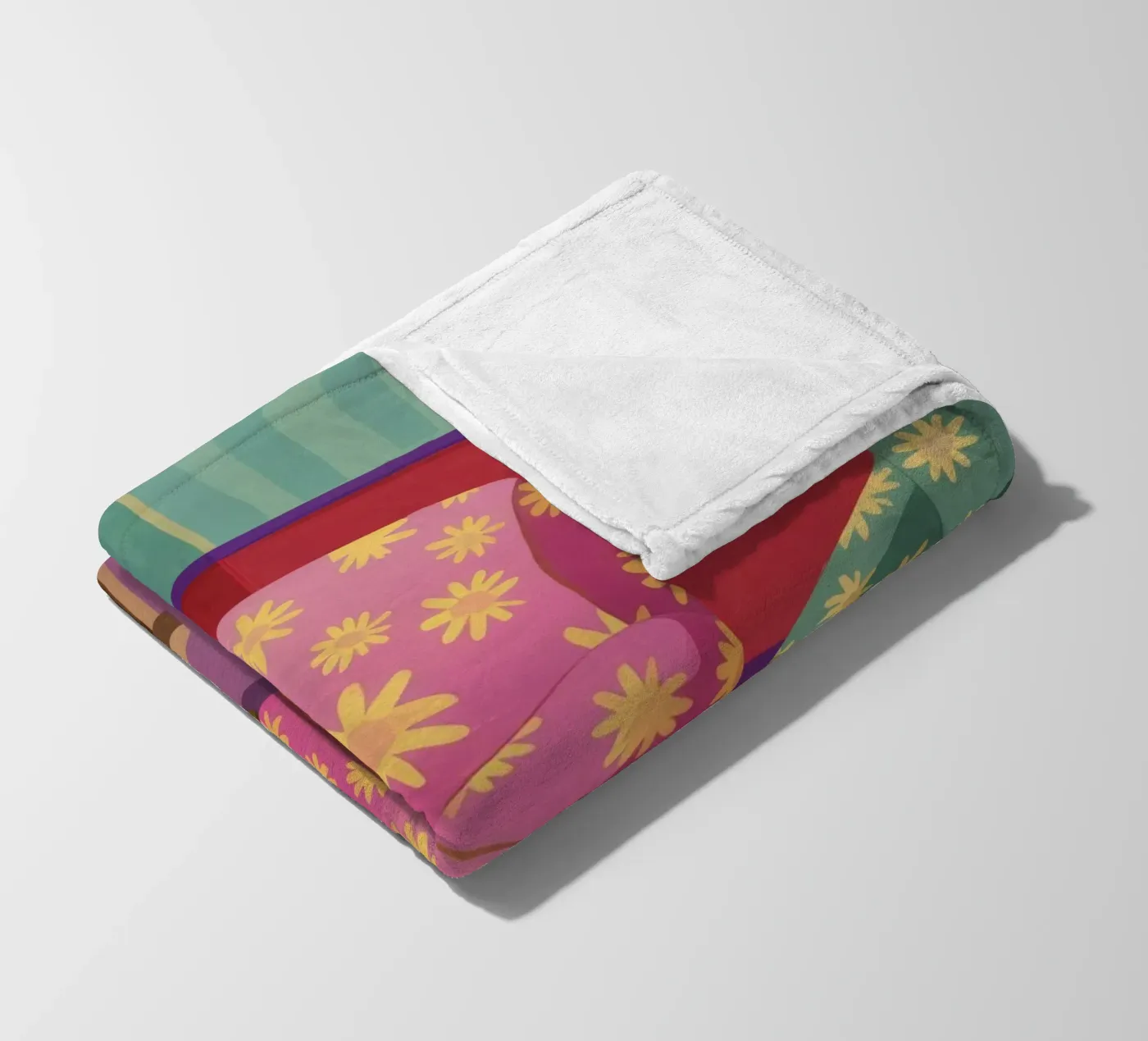 Pastel Patchwork Parlor fleece blanket by Tiga Bersama