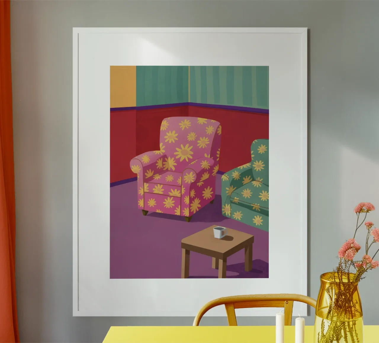 Pastellfarbener Patchwork-Salon Poster von Tiga Bersama