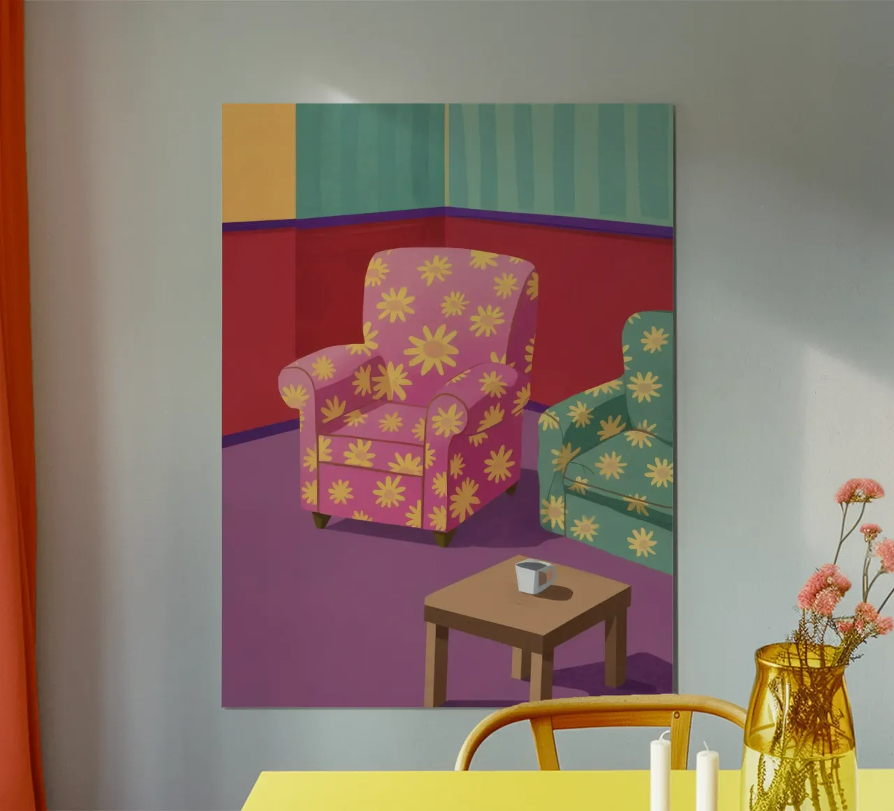 Pastellfarbener Patchwork-Salon Poster von Tiga Bersama