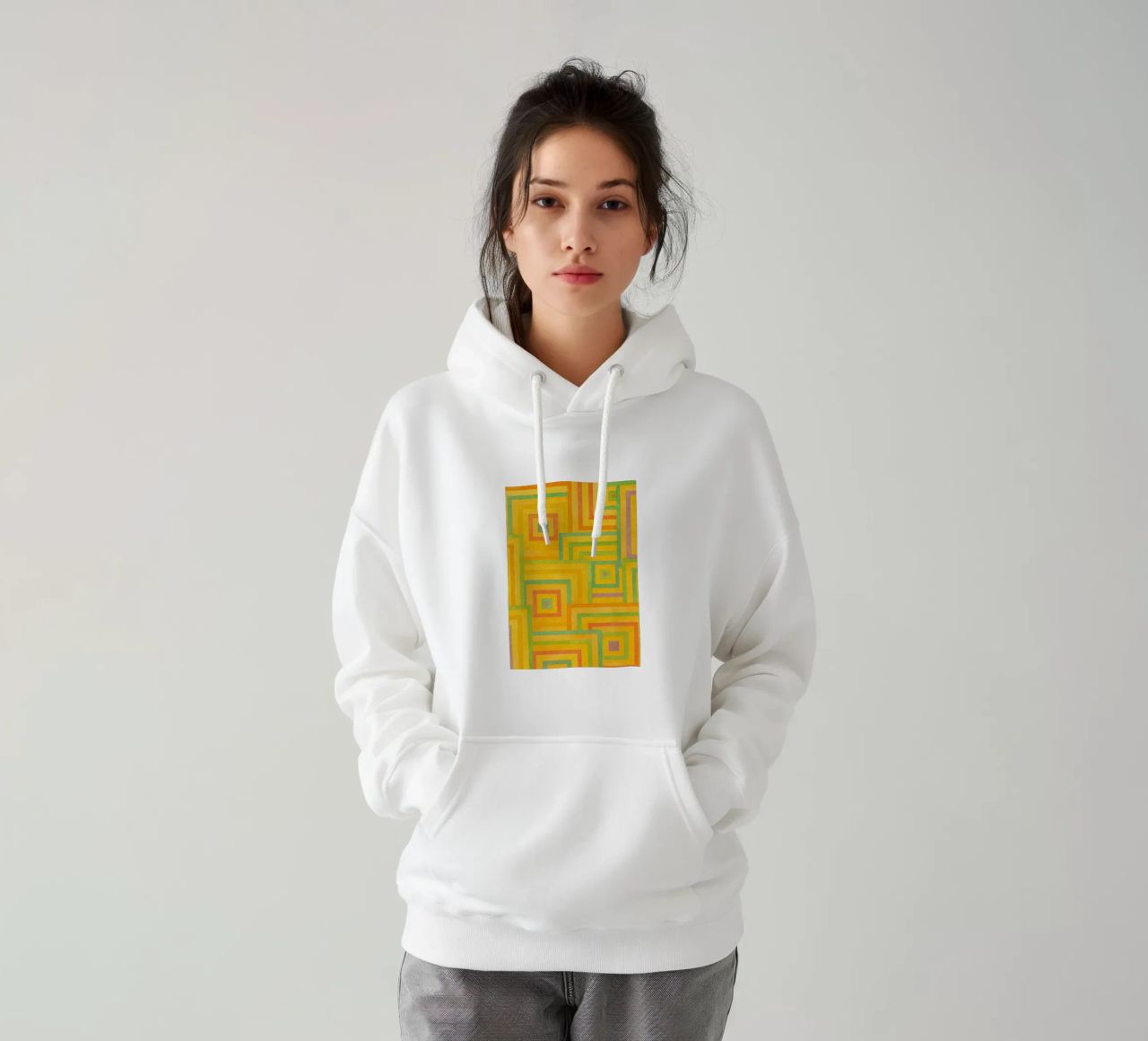 linea geometrica astratta quadrata felpa con cappuccio da arkhanz