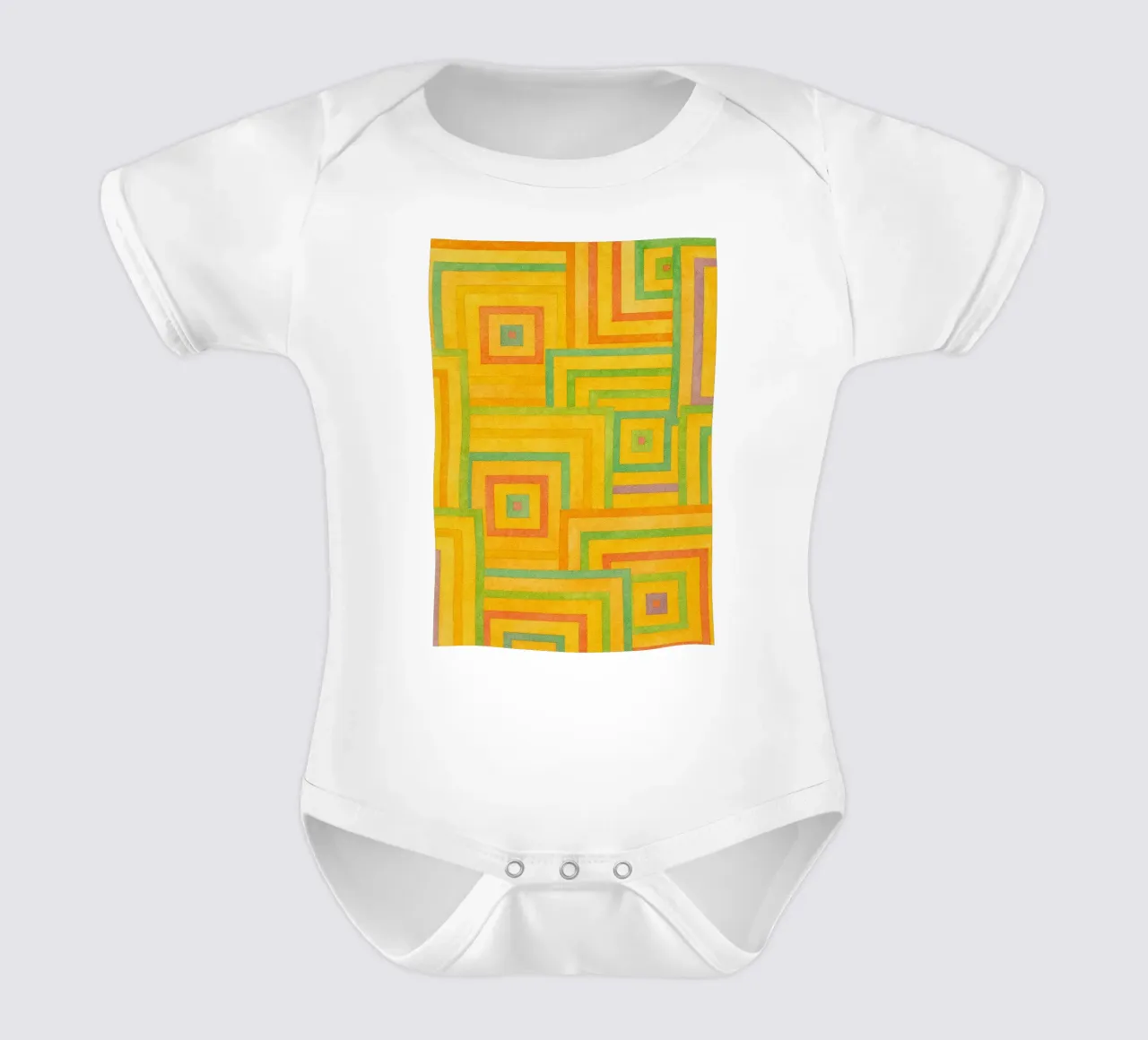 abstract geometric square line short-sleeve baby romper by arkhanz