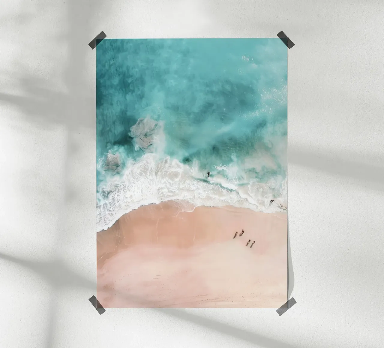Pink Sand Beach Print poster con telaio in plastica da Nadjaa