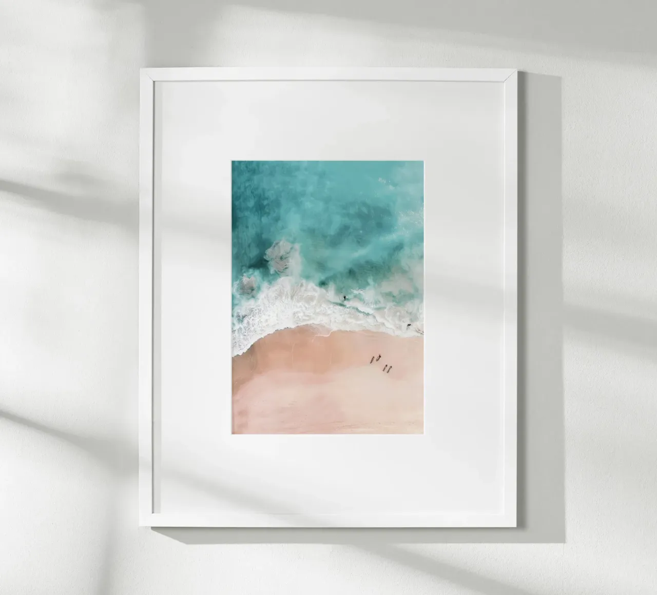 Pink Sand Beach Print poster con telaio in plastica da Nadjaa