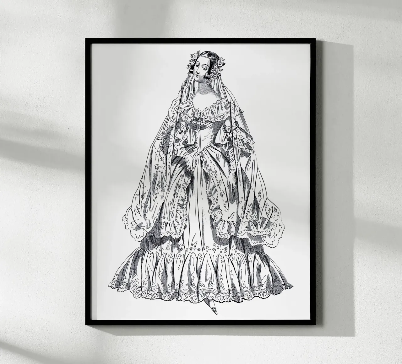 Donna in abito barocco vintage poster con telaio in alluminio da morphinaeblue