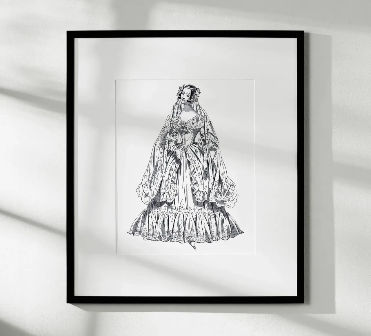 Donna in abito barocco vintage poster con telaio in alluminio da morphinaeblue