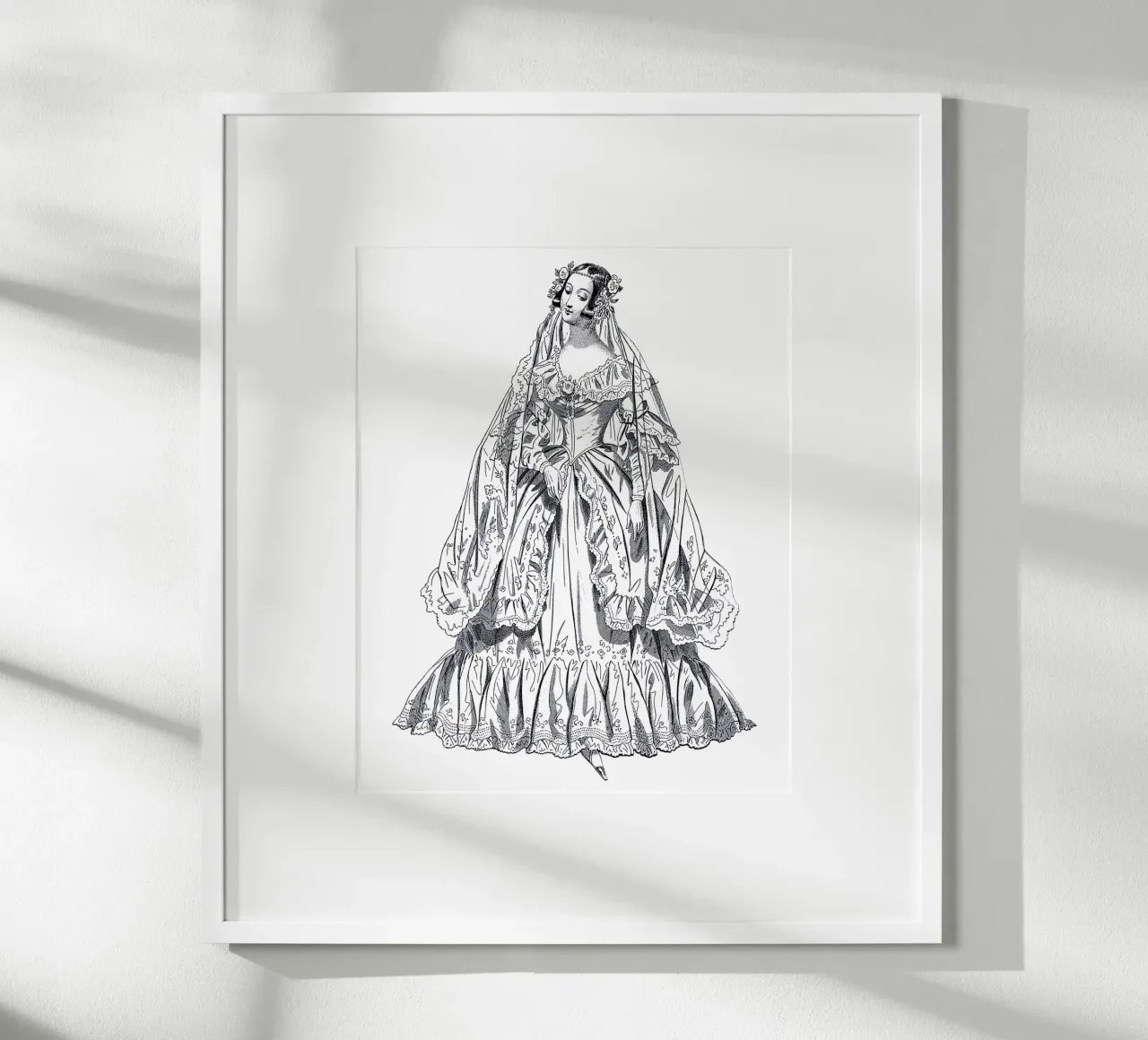 Donna in abito barocco vintage poster con telaio in alluminio da morphinaeblue