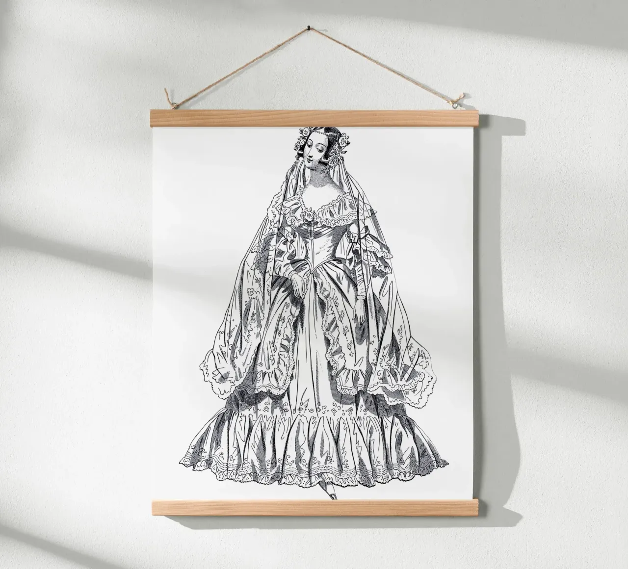 Donna in abito barocco vintage poster con telaio in alluminio da morphinaeblue