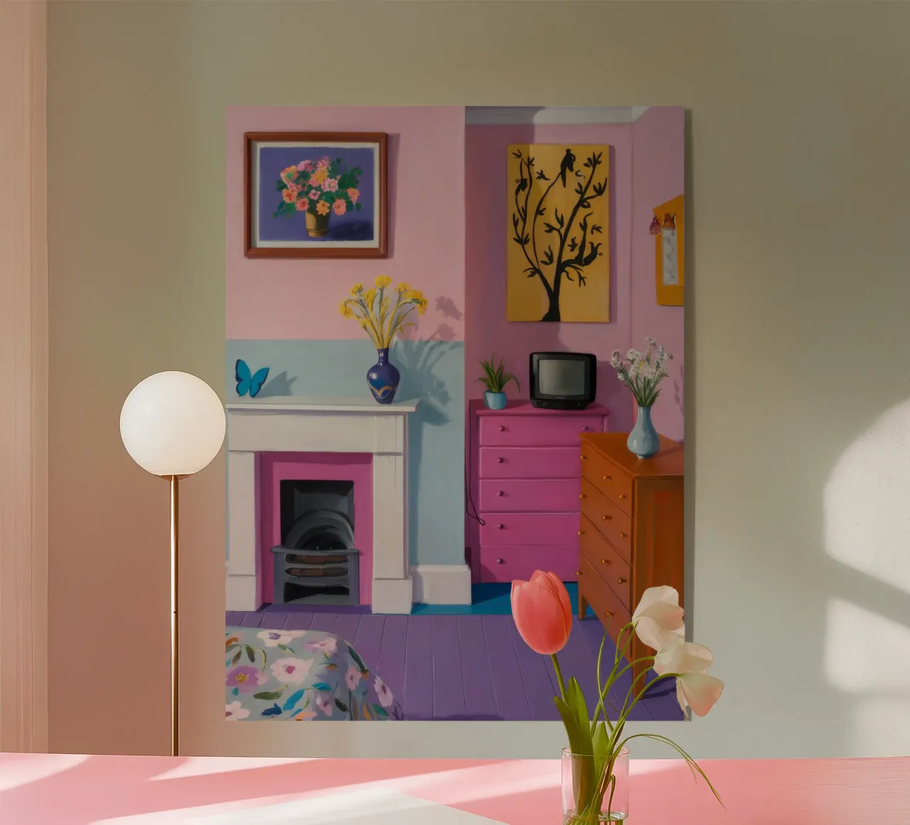 Mantelpiece di metà secolo plexiglass da Tiga Bersama