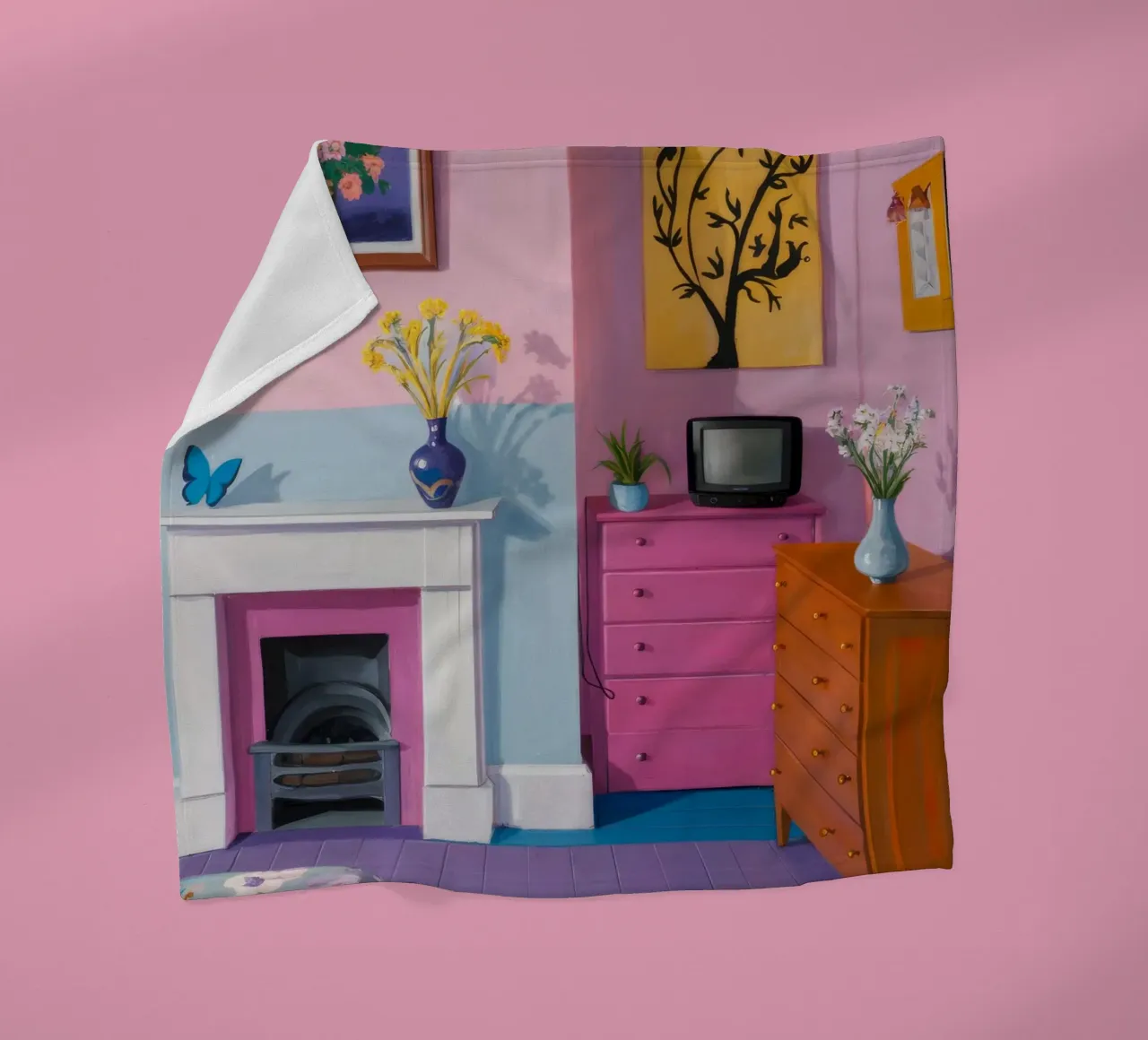 Mantelpiece di metà secolo coperta in pile da Tiga Bersama