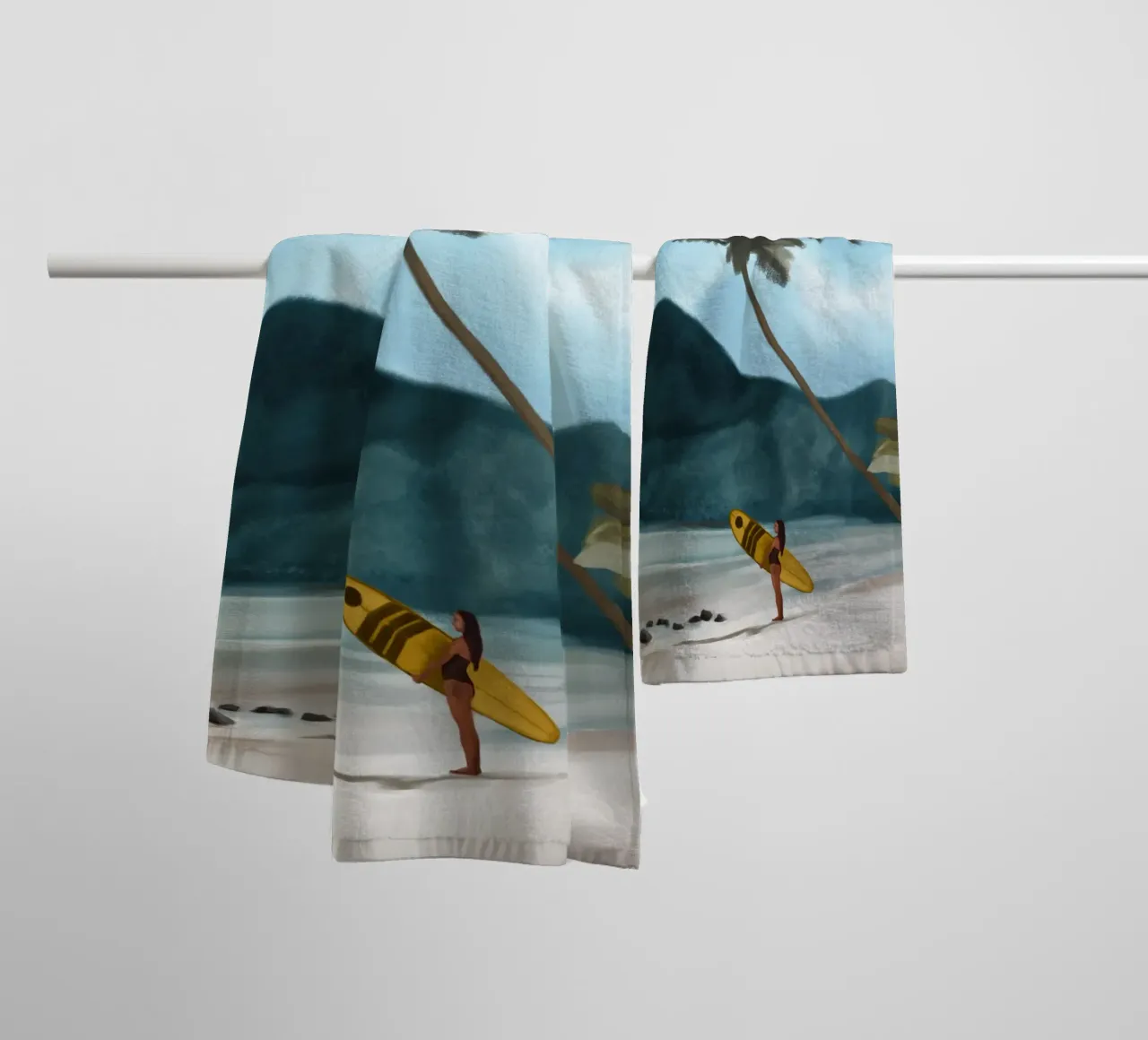 Wachten op de golven badhanddoek van Verse