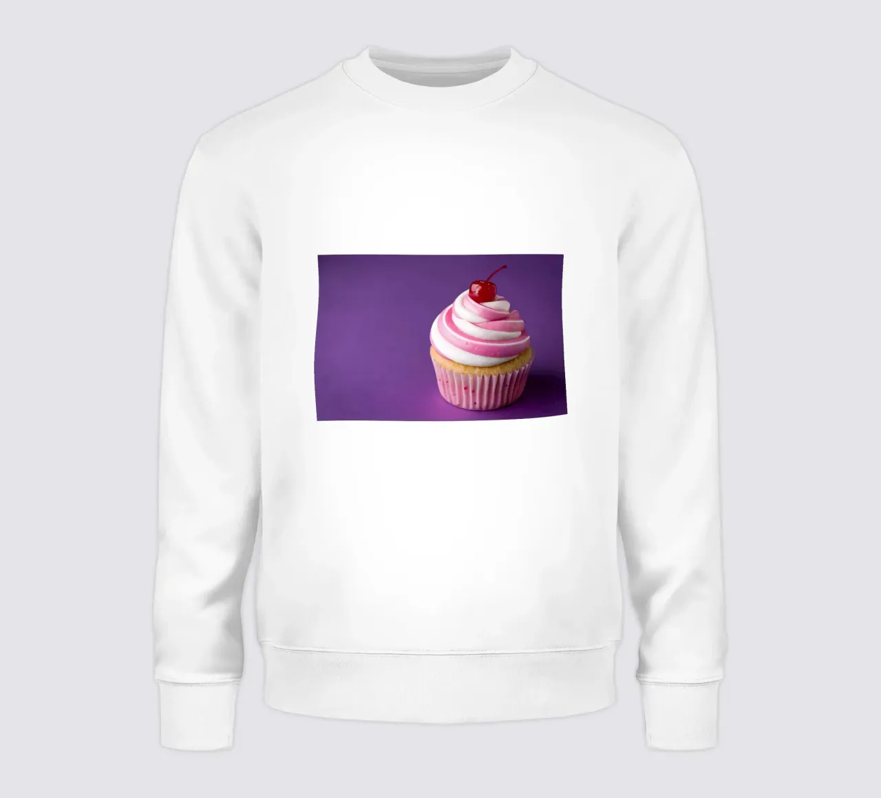Cupcake with Cherry on Purple Background sweatshirt by 🥩 The tasty wall