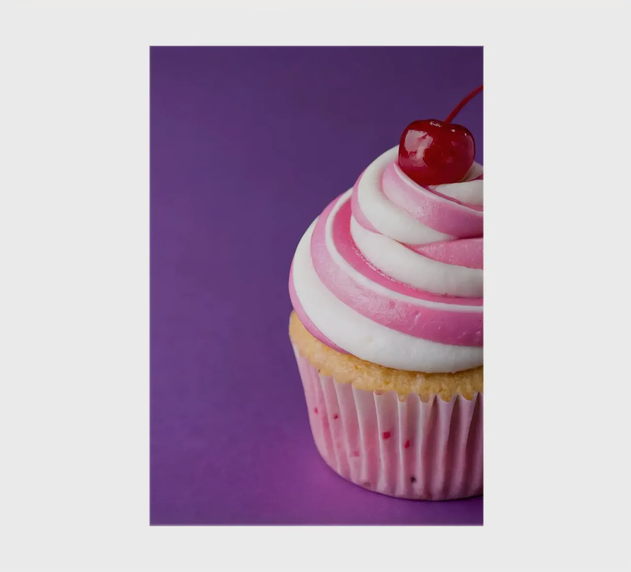 Cupcake with Cherry on Purple Background notebook by 🥩 The tasty wall
