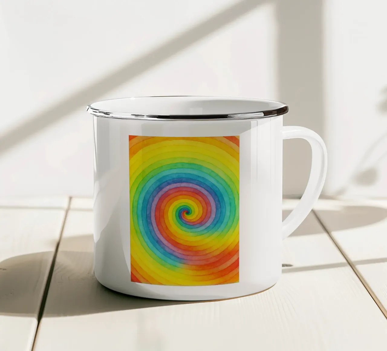 linea geometrica astratta a vortice tazza in smalto da arkhanz