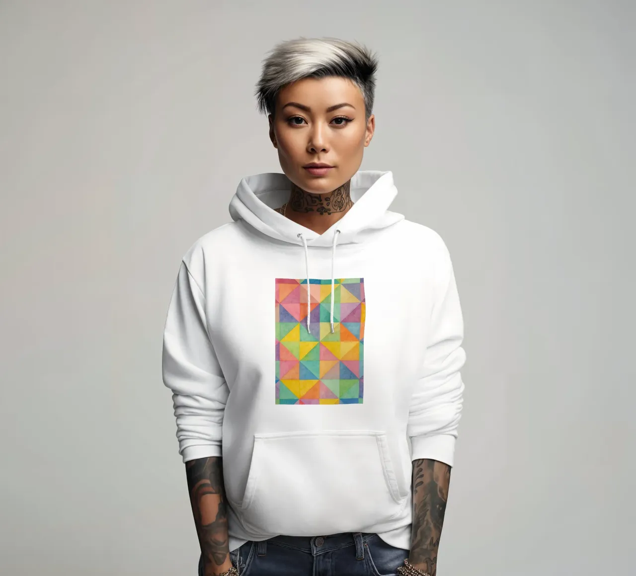 triángulo geométrico abstracto línea sudadera con capucha de arkhanz