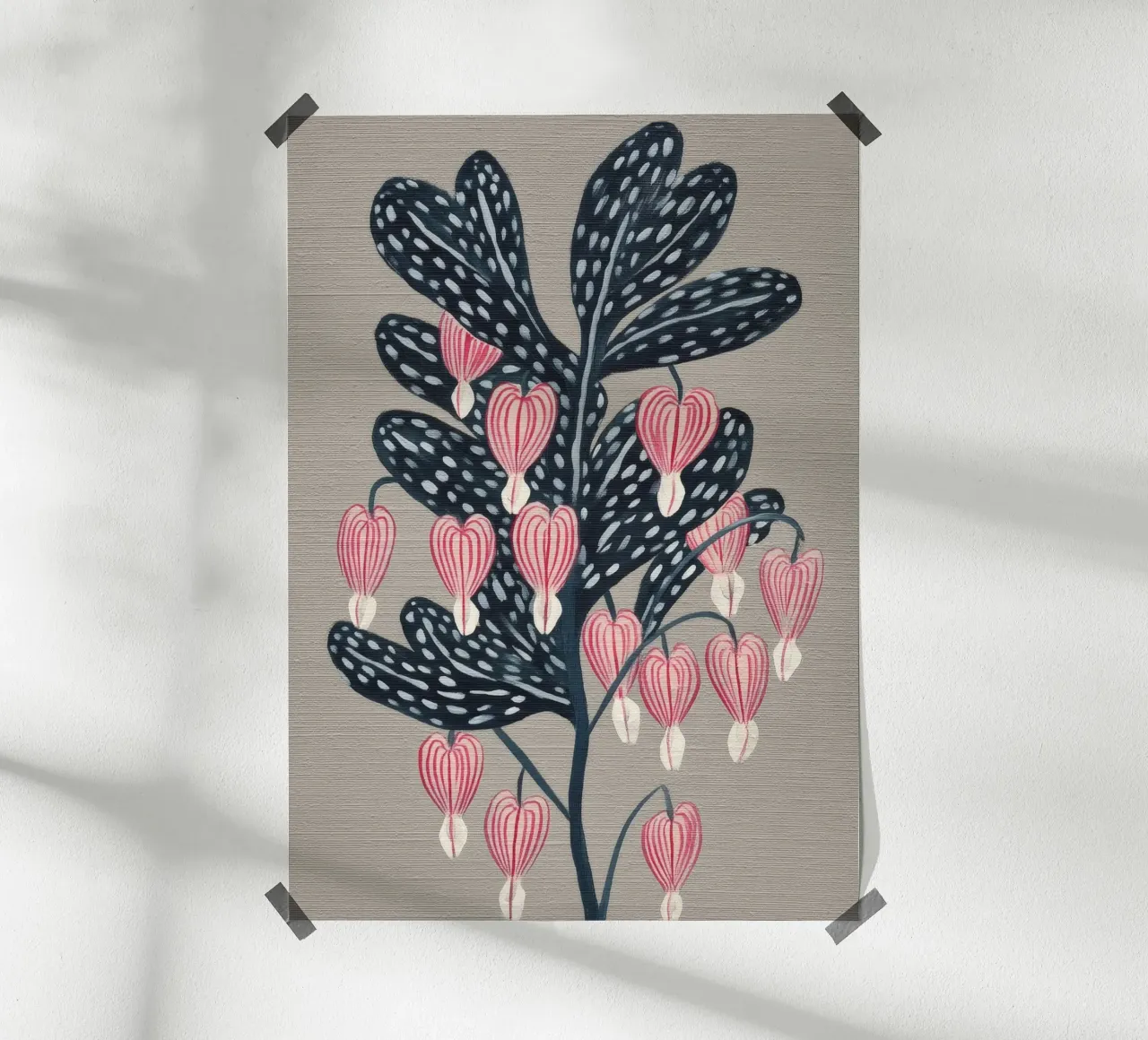 Bleeding Heart Flower Drawing poster da Flow Line