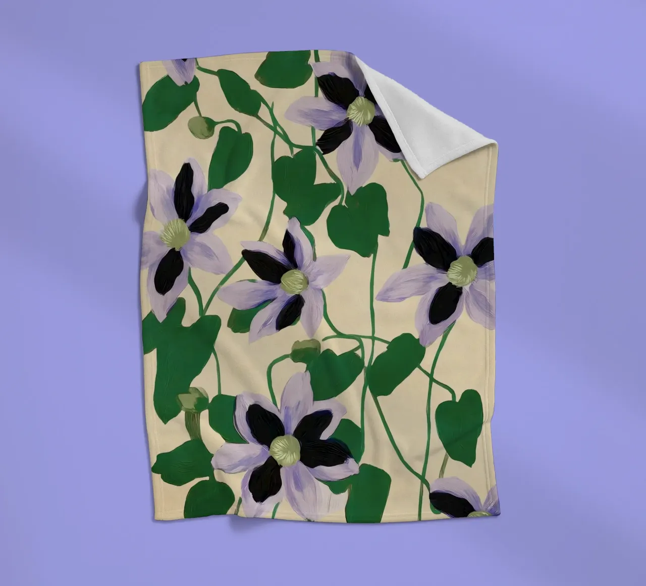 Clematis Botanical Illustration coperta in pile da Flow Line
