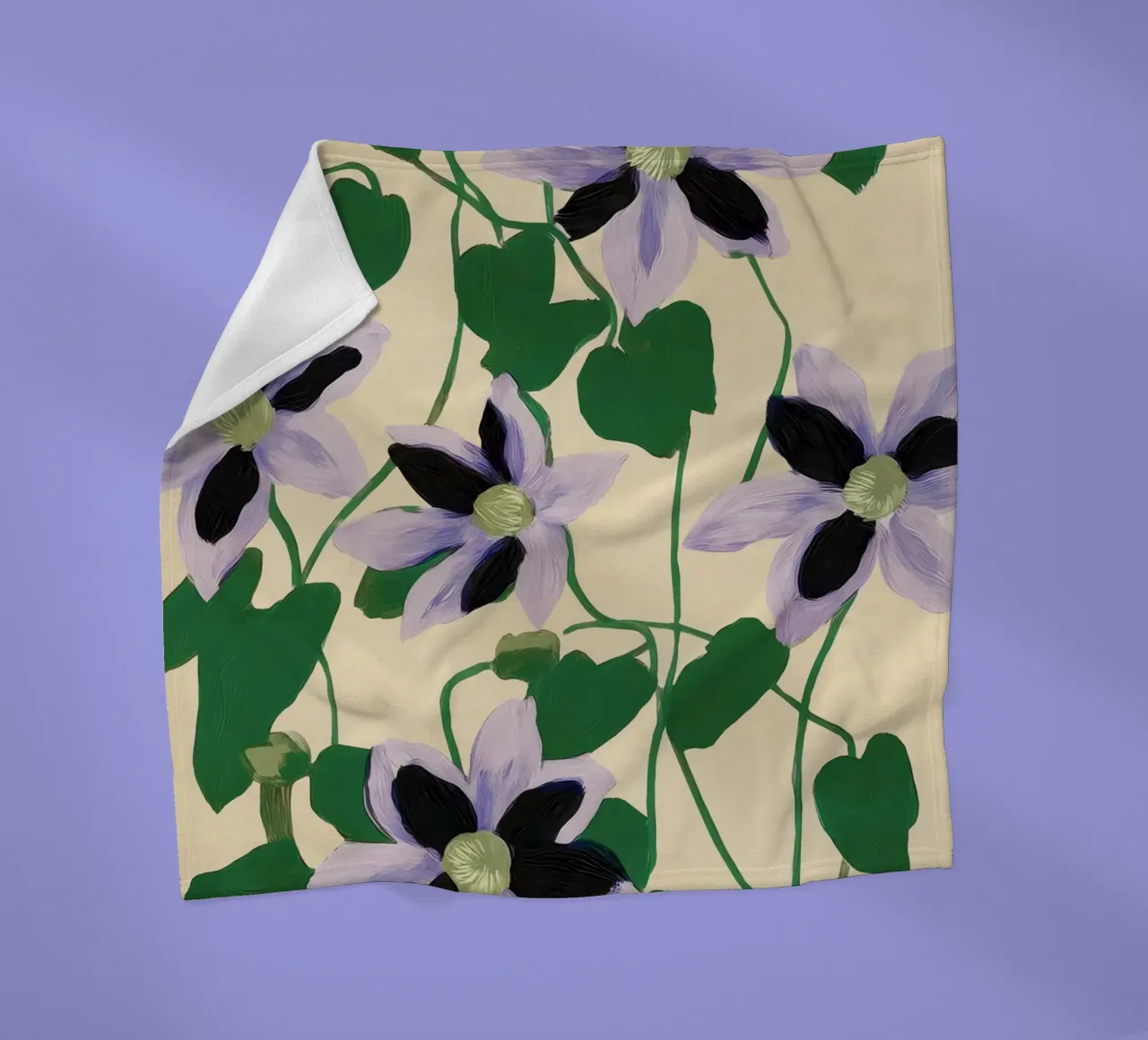 Clematis Botanical Illustration coperta in pile da Flow Line