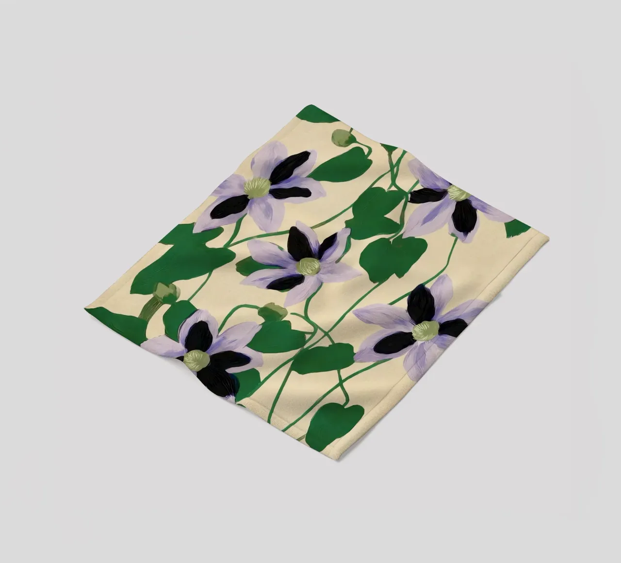Clematis Botanical Illustration coperta in pile da Flow Line